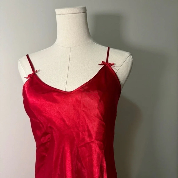 La Senza Y2K red  coquette bow detail satin mini slip dress S - Picture 3 of 5